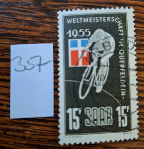 Saarland 1955, Mi.Nr. 357, "Rad-WM, Querfeldein", gest, TOP !! - Bild 1 von 1
