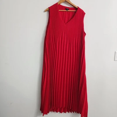 Vestido J Jill Wearever Tejido Sunburst Plisado Elíptico Rojo Cerámica 3X Festivo  Foto 1 de 4