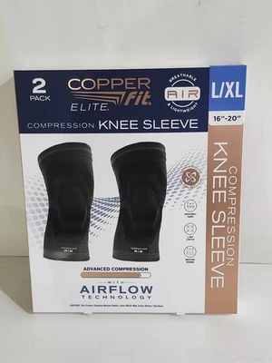 Rodillera de compresión de aire Elite Copper Fit, paquete de 2 - L/XL (16"-20") Foto 1 de 4