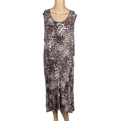 NWT Calvin Klein Leopard Print Sleeveless Jersey Shift Dress SZ 16W - Изображение 1 из 4