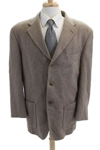 Bachrach Mens Textured Collared Long Lined Button Pea Coat Beige Size L - Picture 1 of 6