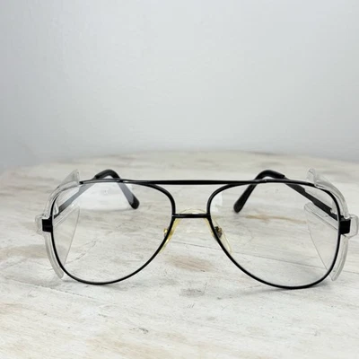 Vintage Black Men’s Aviator Eyeglasses With Z87 Safety Lenses Halloween Nerd - Image 1 of 4