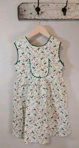 Handmade Dress Girls Size 5-6 Froggie Floral Print RickRack Pocket Summer Spring - Picture 1 of 6