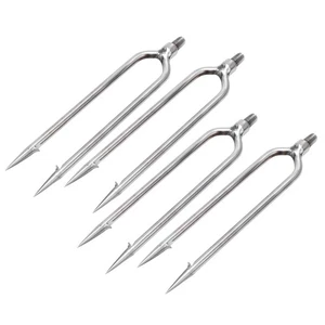 4 Pcs Edelstahl 2 Zinken Harpune Gig Gaff Haken Barb Fisch Speer LW - Bild 1 von 9