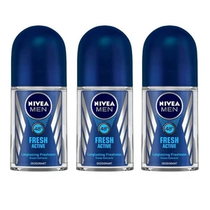 Nivea Men 48h Fresh Active Deodorant Roll On For Men 50ml Pack Of 3 - Picture 1 of 4