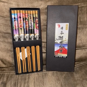MIYOSHISHIKKI Japanese Chopsticks 5 Pair Set Tableware Reusable Wooden Japan NEW - Picture 1 of 8