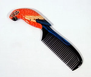 Handbemalter roter Papagei Vogelkamm T59P - Bild 1 von 1