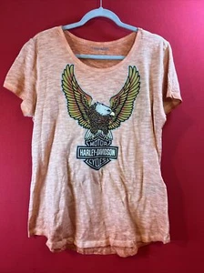 Harley-Davidson® Women's Hometown Scoop Neck Tee, Washed Orange 96220-23VW - Picture 1 of 6