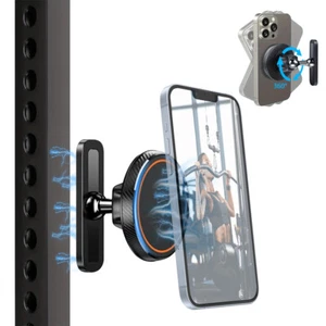 Gym Magnetic Phone Holder for Magsafe - 360 Adjustable, Dual Magnets, Alloy Base - Picture 1 of 15