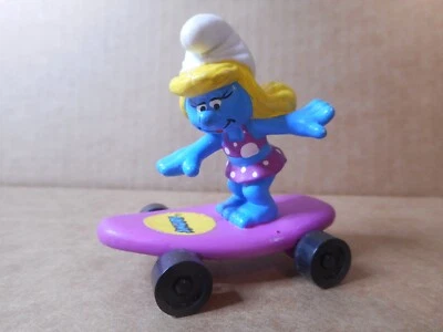 Hardees Smurfin’ Smurfs Pink Skateboard Smurfette 1990 Peyo Applause M7 - Image 1 of 4