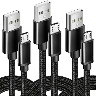 3/6/10FT Micro USB Braided Fast Charger Data Sync Cable Cord For Samsung Android - Imagem 1 de 4
