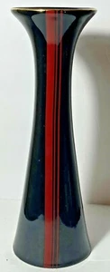 Vintage DeVille Black Vase Red Stripes Gold Trim Porcelain Ceramic Vase  - Picture 1 of 5