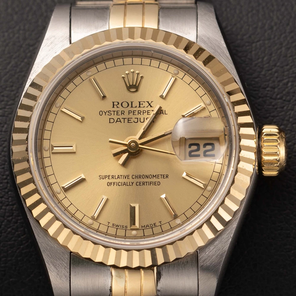Rolex Datejust 69173 Fluted Bezel Watch 26mm Two-Tone Jubilee Champagne Dial - Image 1 of 4