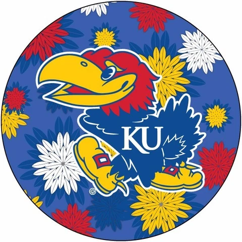 KANSAS 4" FLORAL DESIGN MAGNET-KANSAS JAYHAWKS CAR MAGNET-NEW FOR 2016! Cover