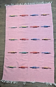 Manta Mexicana Rosa Thunderbird Suroeste Yoga Saltillo Serape Falsa Tapiz - Imagen 1 de 12