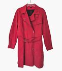 Belstaff Italy Womens Us 12 It 46 Trench Coat Rain Jacket Red Belt