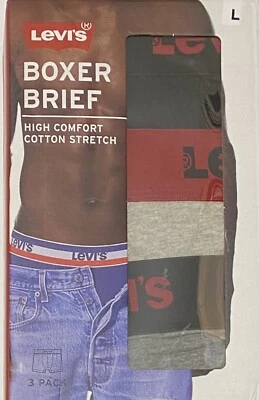 Мужские трусы-боксеры Levi's 3 - хлопок эластичные большие (36-38) серые/черные - Изображение 1 из 3