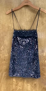 Women NWT "Intimately FP" Blk, sequin spaghetti strap dress. Size XS Reg. $98.00 - Picture 1 of 2