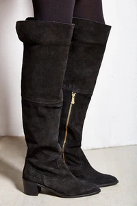 REPORT SIGNATURE SHOES JUSTEEN TALL BOOTS OTK PIRATE BLACK SUEDE 7.5 NEW $189 - Picture 1 of 6
