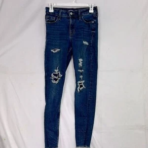 Old Navy Kids Super Skinny Jeans Ripped Denim Pants Zip Close Blue Size 2 #0257 - Picture 1 of 5