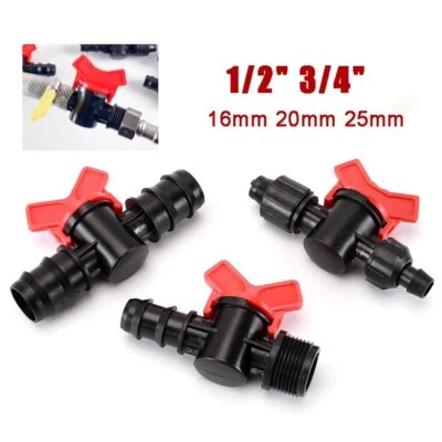 POM Plastic Ball Valve 16mm 20mm 25mm Hose Barb 1/2" 3/4" Wate Line Shut-off - Image 1 of 4