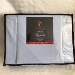  Tribeca Living Madrid Solides Bettwäscheset Blau King - Bild 1 von 3