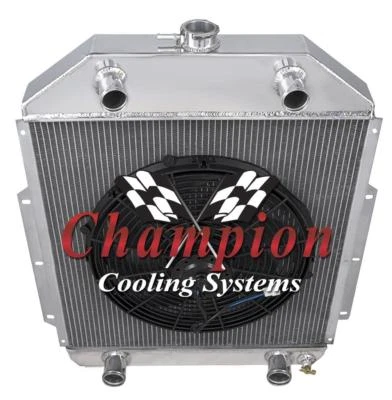 Radiador RS 2 filas 1" configuración cabeza plana, ventilador de 16" para camioneta Ford 1942-1947 de 1/2 tonelada Foto 1 de 4