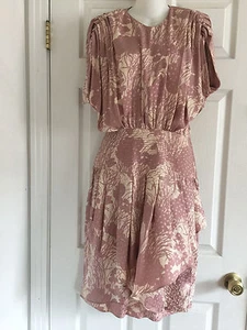 Vestido De Colección Liancarlo Rosa Polvorienta Elegante 100% Seda Con Superposición Delantera Talla 4  - Imagen 1 de 8