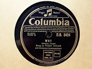 PEGGY TAYLOR - Why / The Game Of Love 78 rpm disc (A++) - Picture 1 of 1