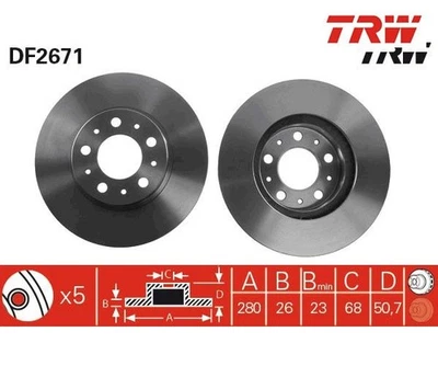 2 St. Bremsscheibe TRW DF2671 für Volvo V70 I S70 850 940 II - Изображение 1 из 2