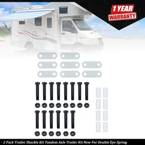 2 Packs Trailer Shackle Kit Tandem Axle Trailer Kit New For Double Eye Spring - Picture 1 of 12