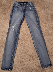 Judy Blue Boyfriend Fit Jeans Womens Sz 1/25 Stretch Distressed Buttonfly 27x33 - Picture 1 of 10