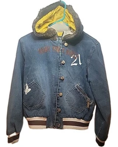 RARE Vintage Baby Phat Women's Drk Blue Denim Jacket withFur Size XL - Picture 1 of 11