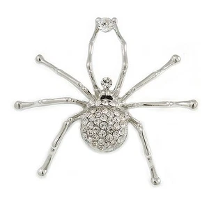 Giant Clear Crystal Spider Brooch - Picture 1 of 4
