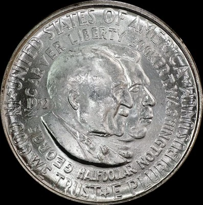 1952  Washington Carver Half Dollar 90% Silver UNC, GEM, White,  As Shown 016 - Image 1 of 2