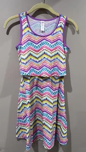 Justice Girl's Zig Zag Striped Tiered Sleeveless Tank Sundress - Size 12 - Picture 1 of 6