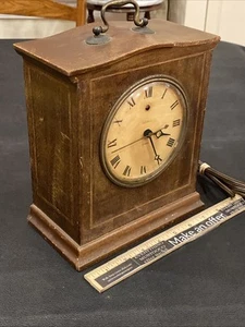 Vtg Telechron Inlaid Wood Inlay Mantle Clock "Strike" Chime As Is Parts Repair - Picture 1 of 24