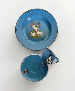 Antique/Vintage Child’s Hand Decorated Dinner Set, Dish & Cup and Saucer Germany - Picture 1 of 23