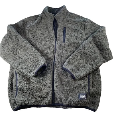 Chaqueta polar Eddie Bauer Sherpa para hombre talla XL oliva cremallera completa cuello falso exterior Foto 1 de 4