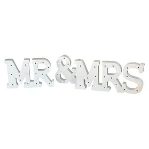 MR & MRS Wooden LED Light Up Marquee Letters - Picture 1 of 11