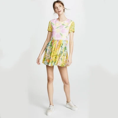VESTIDO BOUTIQUE MOSCHINO ROSA AMARELO ESTAMPA MISTA LIMÕES FLORAL US$ 995 IT 42 EUA 8 - Imagem 1 de 4