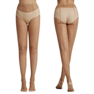Medias de red con costuras nude/beige L/XL Stock Reino Unido Foto 1 de 2