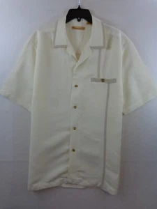 The Havanera Co. Shirt Men's L Cream Beige Linen Blend Short Sleeve - Picture 1 of 11