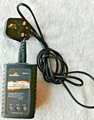 DYNAMITE 10 WATT Li-Po AC BALANCE CHARGER DYN4114 UK EU 2S-3S Li-Po TESTED - Image 1 of 4