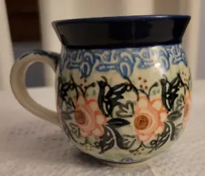 Tazza a bolle in ceramica polacca fatta a mano Unikat #4383 D. Knapik 11 once - Foto 1 di 4