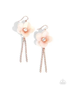 Paparazzi Serene State of Mind - Copper - White Gem - Peach Pink Sequins - Earri - Picture 1 of 2