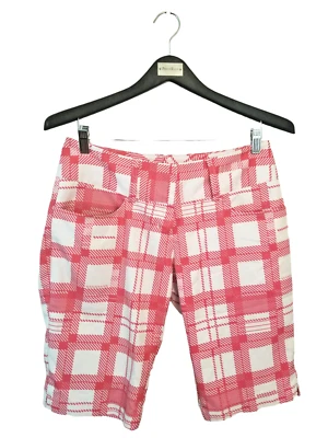 Pantalones cortos Adidas blancos rojos a cuadros para mujer talla 4 30 entrepierna 12 pulgadas Foto 1 de 4