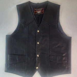 Interstate Leather American Flag Motorcycle Vest Mens M Black - Picture 1 of 9