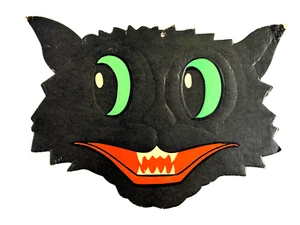vtg Halloween 50s diecut embossed Smiling Black Cat embossed luhrs - Picture 1 of 8