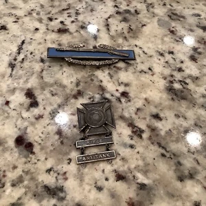 US MILITARY RIFLE Blue Enamel Sterling Silver Award Combat PIN MEDAL 2 Pcs - Picture 1 of 8